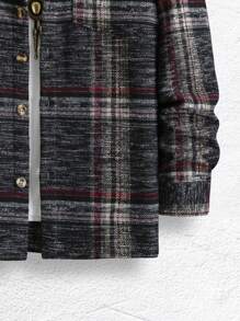Manfinity Homme Hombres Sobrecamisa de cuadros con bolsillo con solapa