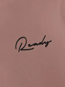 RueChic Men's Letter Printed Hoodie - Pink - View 4