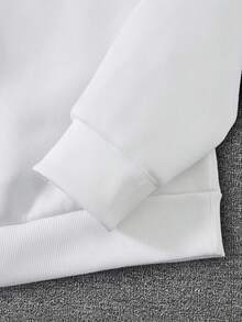 Men's Sculpture And Text Print Round Neck Casual Sweatshirt - White - View 8