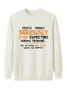 Men Slogan Graphic Sweater - White - View 3