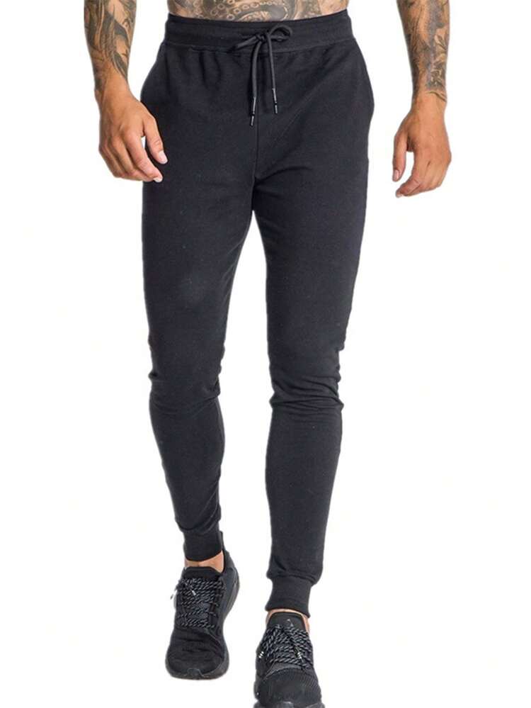 Men Drawstring Waist Sports Pants Sweat Pants