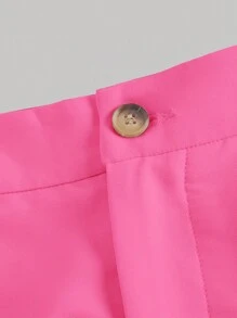 SHEIN MOD 素色前紐扣繞頸馬甲和褲子 - 粉色 - 查看 4