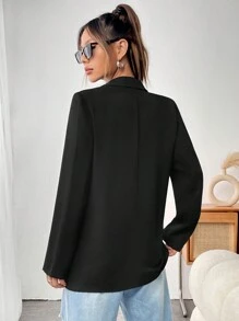 SHEIN Unity Chi tiết Patched thư Túi có nắp Áo vest - màu đen - Xem 2