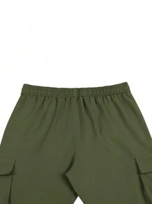 Manfinity Homme Loose Fit Men's Cargo Pants With Flap Pockets And Drawstring Waist, For Fall