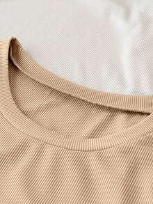 Celure Plus 4pcs Solid Lettuce Trim Tee - Multicolor - View 4