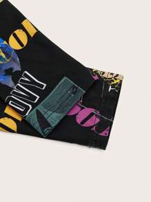 SHEIN EZwear 字母圖案前紐扣襯衫 - 彩色 - 查看 3