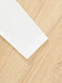 SHEIN 女小童豹紋印花飛行員夾克和運動褲&標語圖案T恤 - 淡紫色 - 查看 6