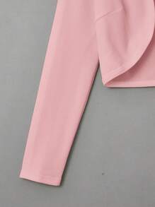 SHEIN EZwear Chaqueta corta con abertura frontal en otoño/invierno - Rosa - Ver 4