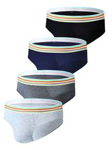 Men 4pack Contrast Tape Waist Brief - Multicolor - View 1