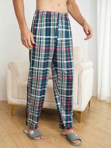 Men Plaid Print Sleep Pants - Multicolor - View 6