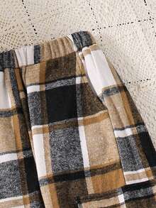 SHEIN 少女休閒格紋口袋褲 - 彩色 - 查看 3