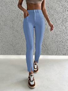 EURMUSE Jean Skinny Unicolore Fendu - Jean clair - Voir 5