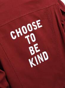 Manfinity Homme Nam Đồ họa Khẩu hiệu Túi có nắp Áo khoác denim Without Tee - Đỏ - Xem 5