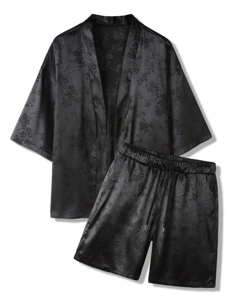 Manfinity Hypemode Men's Floral Jacquard Kimono Shirt And