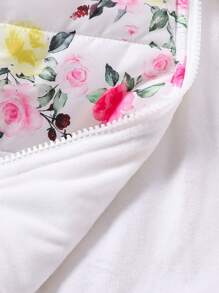 Baby Girl Floral Print Padded Coat - Black - View 4