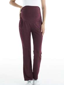 Maternity Belly Support Slant Pocket Pants - Red - View 5