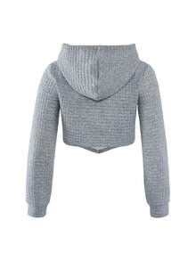 SHEIN Unity 字母補丁細節不對稱下擺抽繩連帽衫 - 彩色 - 查看 2