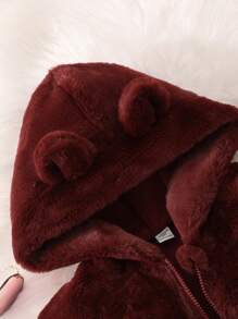 SHEIN Adolescent Fille Manteau À Capuche Design Oreilles 3D Avec Poches