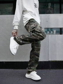 Manfinity EMRG 男款鬆身側口袋迷彩牛仔褲 - 彩色 - 查看 4