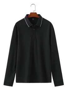 Nam Viền tương phản Áo polo - màu đen - Xem 4