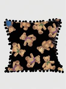 ROMWE Kawaii 1pc Bear Printed Pillow Cover - Multicolor - View 1