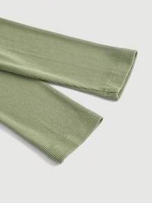 SHEIN MOD Cổ không đối xứng Xù Áo thun - màu đen - Xem 3