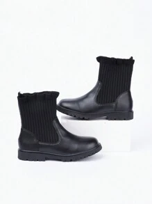 Girls' Flat Boots - Black - View 3