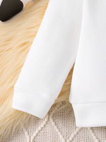 SHEIN Cô Gái Trẻ Chữ cái & Đồ họa hoạt hình Nhiệt Áo Zip Up Hoodie & Quần nỉ - trắng - Xem 5