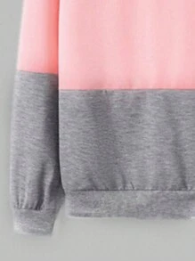 SHEIN EZwear Color Block Drawstring Hooded Sweatshirt - Multicolor - View 3