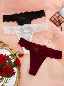 3pcs/Set Ladies' Lace Panties Lingerie - Multicolor - View 5