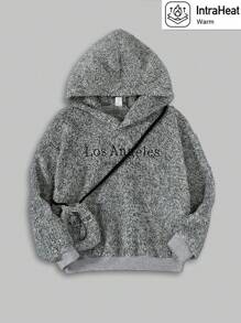 SHEIN Tween Girl Letter Embroidery Drop Shoulder Sweatshirt & Bag - Pink - View 1