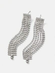 MOTF PREMIUM Pendientes 18k dorado con diamante de imitación - Plateado - Ver 2