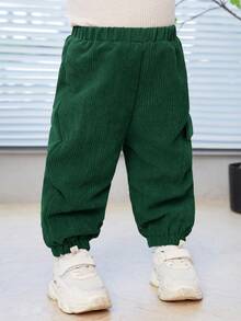 SHEIN Đứa bé trai Túi nắp bên cạnh Lót nhiệt Quần - Màu xanh lá cây đậm - Xem 9
