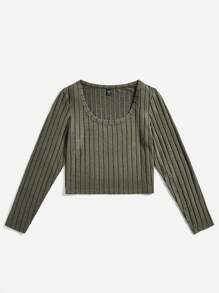 SHEIN Essnce Plus 3pcs Scoop Neck Ribbed Knit Tee - Multicolor - View 8