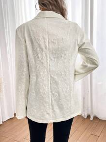 SHEIN LUNE Waterfall Collar Open Front Coat - Apricot - View 2