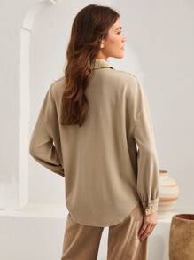 Bohemela Ladies Drop Shoulder Regular Coat - Apricot - View 3
