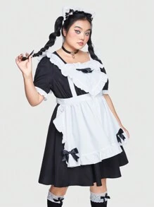 ROMWE Kawaii 大碼女性彩塊女僕cosplay服飾 - 黑與白 - 查看 6