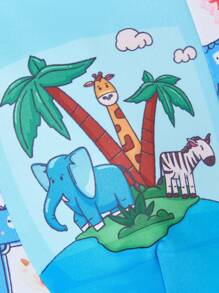 Funny Cute Blue Cartoon Knitted Fabric Boxer Briefs For Boys With Medium Stretch - Blue - View 4