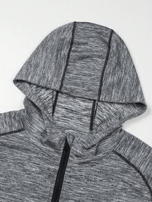 Manfinity Sport Corelite Men Space Dye Zip Up Hooded Sports Sweatshirt - Light Grey - View 4