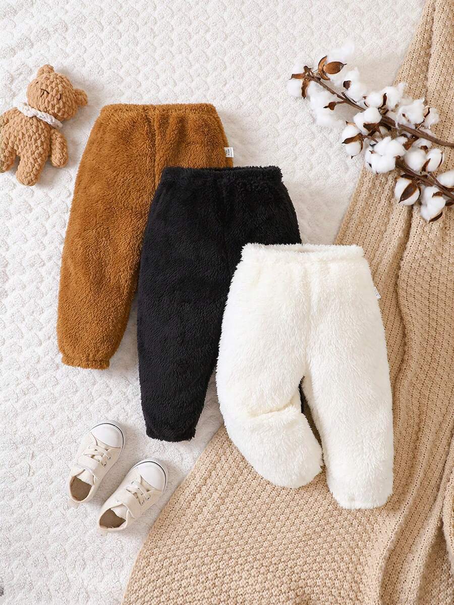 Baby Boy 3pcs Elastic Waist Flannel Pants