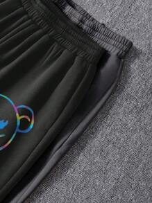 INAWLY 2pcs Cartoon Bear & Expression Print Elastic Waist Sweatpants Graduation,Back To School Outfits,Graduation,Teacher Outfits For Women,Back To School Fall Cloth For Women