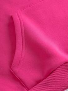 INAWLY Sudadera con capucha forrada de térmico, bolsillo tipo canguro y cordón, Tops de manga larga - Rosa Fucsia - Ver 3