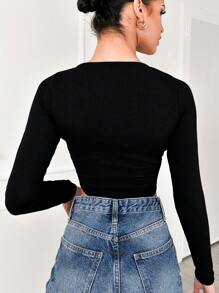 SHEIN Dekolt typu Sweetheart Crop Tee