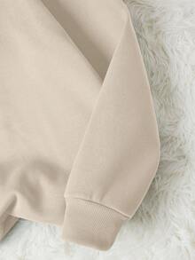 SHEIN EZwear 聖誕圖案加絨內裏運動衫 - 杏色 - 查看 4