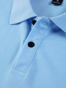 Manfinity Mode Men Letter Patched Detail Polo Shirt - Blue - View 6