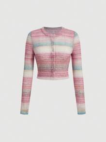 SHEIN MOD 段染前紐扣T恤 - 彩色 - 查看 1