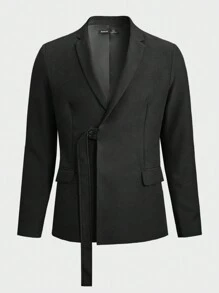 Manfinity VCAY 男士素色單釦西裝外套 - 黑色 - 查看 1