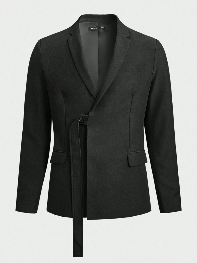 Men Solid Single Button Blazer