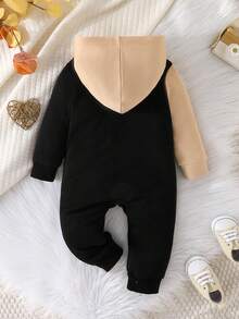 男婴极简字母图案撞色连帽连体衣 - 彩色 - 查看 2