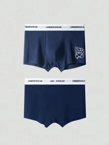 男士大碼字母&卡通印花短褲(5件組合) - 彩色 - 查看 4